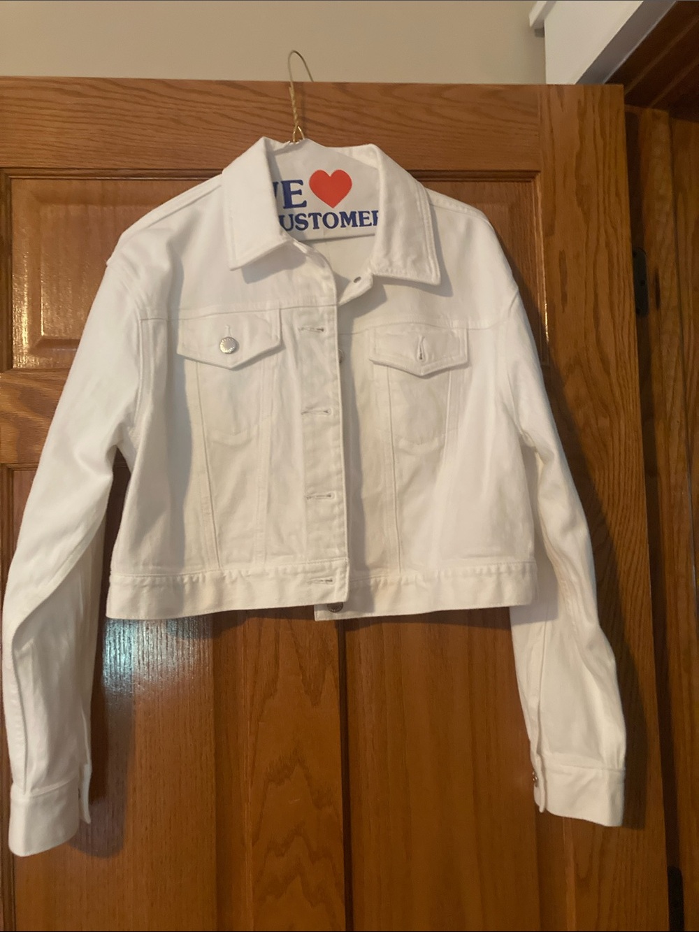 Women's White Cropped Jacket - Classic Denim Style Macy’s on 34th.